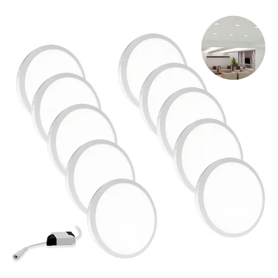 Kit 10 Painel Plafon 18w Led Redondo Sobrepor Branco Frio 6k 110v/220v (bivolt) Foto 1