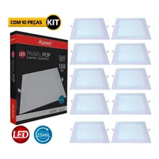 Kit 10 Painel Plafon Led 18w Quadrado Embutir Luminária Cor Branco Frio Foto mini 3