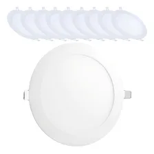 Kit 10 Painel Plafon Led 18w Redondo Embutir 6500k Foto  mini 1