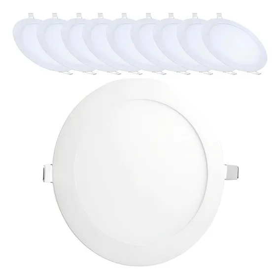 Kit 10 Painel Plafon Led 18w Redondo Embutir 6500k Foto 1