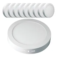 Kit 10 Painel Plafon Led 18w Redondo Sobrepor Branco Frio Foto  mini 1