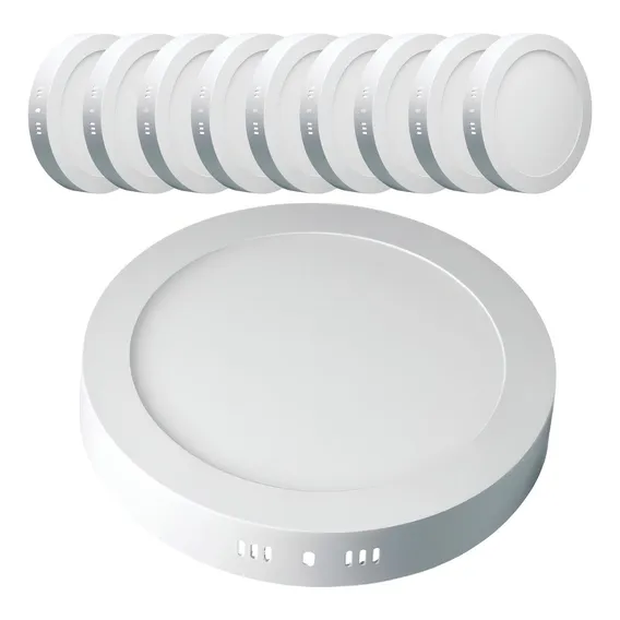 Kit 10 Painel Plafon Led 18w Redondo Sobrepor Branco Frio Foto 1