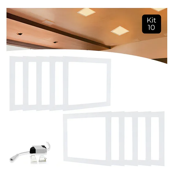 Kit 10 Painel Plafon Led Embutir 25w Quadrado Quente Cor Branco Quente Foto 1