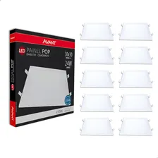 Kit 10 Painel Plafon Luminária Led 24w Embutir Quadrado Alumínio 6500k Branco Frio 30x30 Foto  mini 1