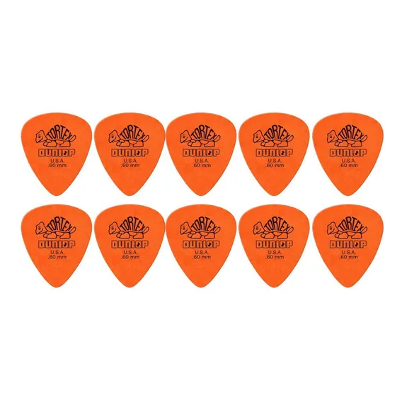 Kit 10 Palheta Tortex Dunlop U.s.a Laranja .60mm Foto 1