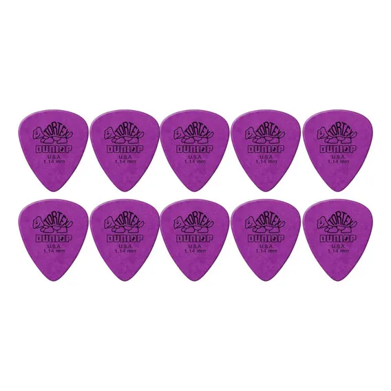 Kit 10 Palheta Tortex Dunlop U.s.a Roxo 1.14mm Foto 1