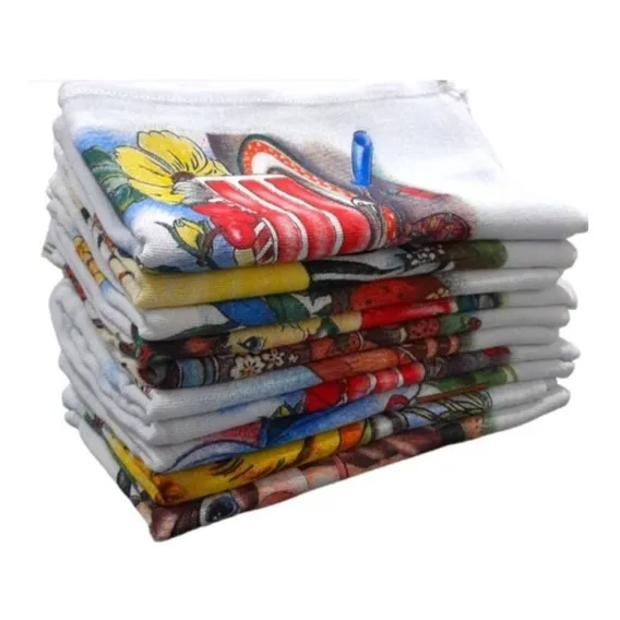 Kit 10 Panos De Prato Copa Premium Estampado 43cm X 63cm Cor Branco Diversos Foto 1