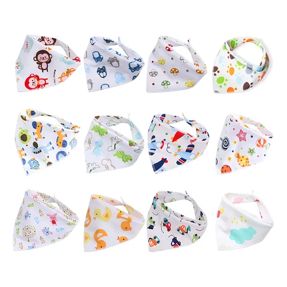 Kit 10 Pcs Babador Bandana Menino Menina Com 2 Botões Foto 1