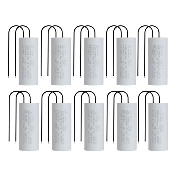 Kit 10 Pcs - Capacitor Permanente Cabo 12uf 440v 450v - Fios Foto 1