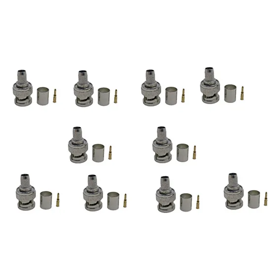 Kit 10 Pçs Conector Bnc Macho Para Crimpar Rg6 Foto 1