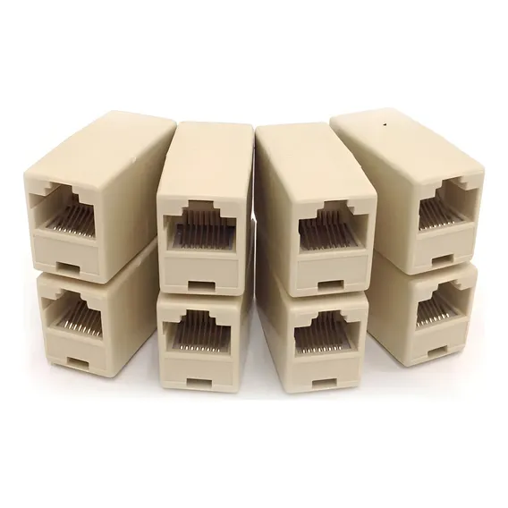 Kit 10 Pçs Emenda Conector P/ Rj45 FĂȘmea X FĂȘmea Cabo Rede Foto 1