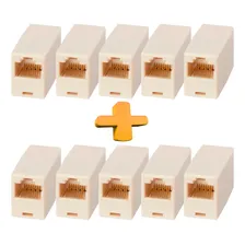 Kit 10 Pçs Emenda Conector P/ Rj45 Fêmea X Fêmea Cabo Rede Foto  mini 1