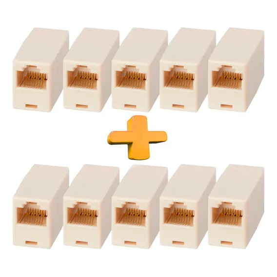 Kit 10 Pçs Emenda Conector P/ Rj45 Fêmea X Fêmea Cabo Rede Foto 1