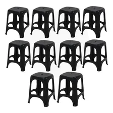 Kit 10 Peças Banqueta Itauna Preta Tramontina Em Plastico Cor Preto Foto  mini 1