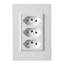 Kit 10 Peças - Tomada Tripla 4x2 10a Monobloco Vivaz Ilumi Cor Branco Foto mini 3