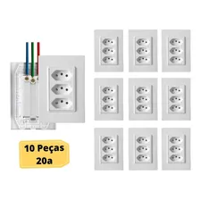 Kit 10 Peças - Tomada Tripla 4x2 20a Monobloco Vivaz Ilumi Cor Branco Foto mini 2