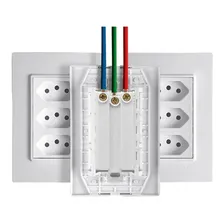Kit 10 Peças - Tomada Tripla 4x2 20a Monobloco Vivaz Ilumi Cor Branco Foto mini 4