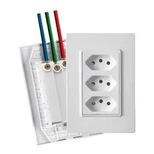 Kit 10 Peças - Tomada Tripla 4x2 20a Monobloco Vivaz Ilumi Cor Branco Foto mini 1