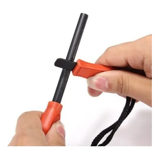 Kit 10 Pederneira Maciça Magnésio Fogo Sobrevivência Camping Cor Laranja Foto 1