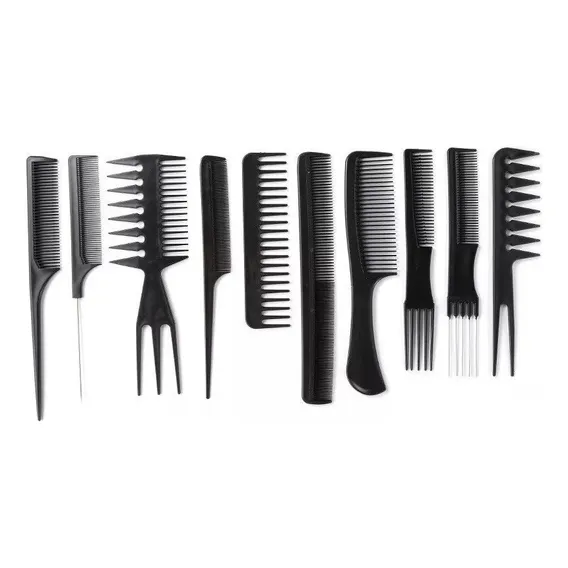 Kit 10 Pentes De Corte Cabeleireiro Barbeiro Profissional Foto 1