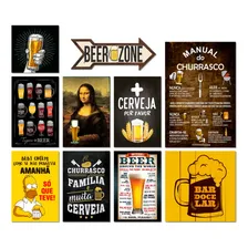 Kit 10 Placas Decorativas Bebidas Cervejas Frases Churrasco Foto mini 2