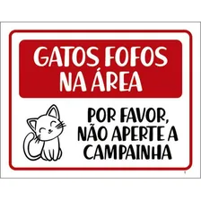 Kit 10 Placas Gatos Fofos Não Aperte Campainha 36x46 Foto mini 1