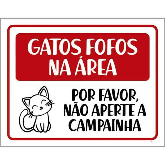 Kit 10 Placas Gatos Fofos Não Aperte Campainha 36x46 Foto 1
