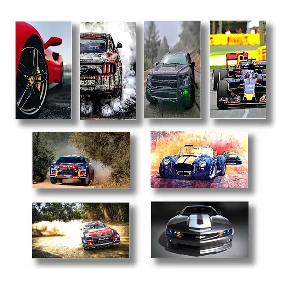 Kit 10 Placas Quadros Decorativos 29x40cm Tema Carros 2 Foto 1