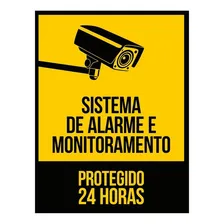 Kit 10 Placas Segurança 24 Horas Alarme Monitoramento 36x46 10x 306 - C Foto  mini 1