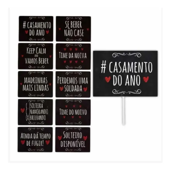 Kit 10 Plaquinha De Casamento Giz Placas Frases Divertidas Foto 1
