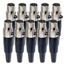 Kit 10 Plug Conector Cannon Mini Plug Xlr Fêmea Profissional Cor Prateado Foto  mini 1