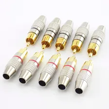 Kit 10 Plug Conector Rca Macho Blindado Metal Foto mini 1