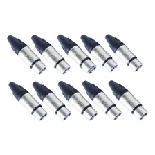 Kit 10 Plug Conector Xlr Dlk Datalink Femea Cor Prateado Foto mini 1
