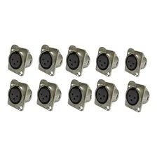 Kit 10 Plug Conector Xlrf Fêmea Painel 3p Wc 1023 Wireconex Foto  mini 1