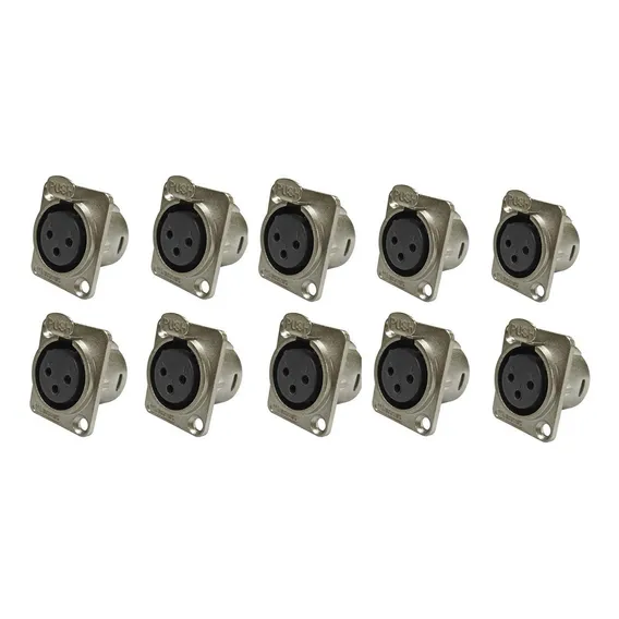Kit 10 Plug Conector Xlrf Fêmea Painel 3p Wc 1023 Wireconex Foto 1