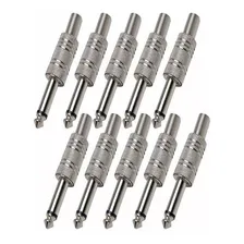 Kit 10 Plug P10 Conector Mono Metalico Guitarra Violão Baixo Foto mini 1