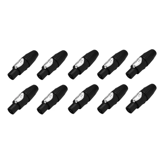 Kit 10 Plug Speakon Macho Conector Com Trava 4 Pinos Preto Foto 1
