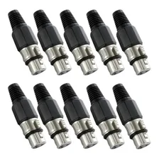 Kit 10 Plugs Conector Xlr Canon 3 Vias Fêmea C/ Trava Foto mini 2