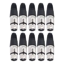 Kit 10 Plugs Conectores Xlr Canon Linha Fêmea Profissional Foto mini 1
