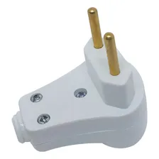 Kit 10 Plugue 90º 2p Pino Macho Prensa Cabo 250v Branco 10a Foto mini 3