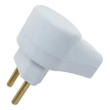 Kit 10 Plugue 90º 2p Pino Macho Prensa Cabo 250v Branco 10a Foto mini 2