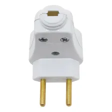 Kit 10 Plugue 90º 2p Pino Macho Prensa Cabo 250v Branco 10a Foto mini 4