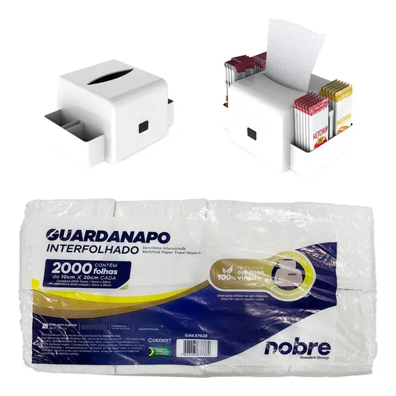 Kit 10 Porta Guardanapo + Guardanapo Interfolhado 10x20 Cor Branco Foto 1