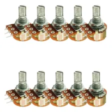 Kit 10 Potenciômetro Rotativo Wh160-b 200k L16 3t Com Chave Foto  mini 1