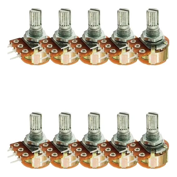Kit 10 Potenciômetro Rotativo Wh160-b 200k L16 3t Com Chave Foto 1