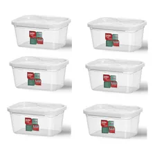 Kit 10 Potes Com Trava Reforçado Retangular 1 Litro N490 Cor Branco Foto mini 1