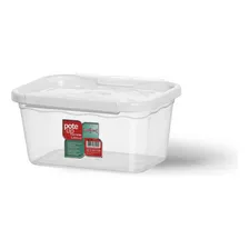 Kit 10 Potes Com Trava Reforçado Retangular 1 Litro N490 Cor Branco Foto mini 2