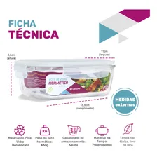 Kit 10 Potes De Vidro Retangular Com Tampa Hermética 640ml Branco Foto mini 3