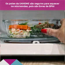 Kit 10 Potes De Vidro Retangular Com Tampa Hermética 640ml Branco Foto mini 4