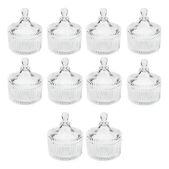 Kit 10 Potiches De Cristal Com Tampa Carrosel Lyor 6,5x9cm B Foto 1